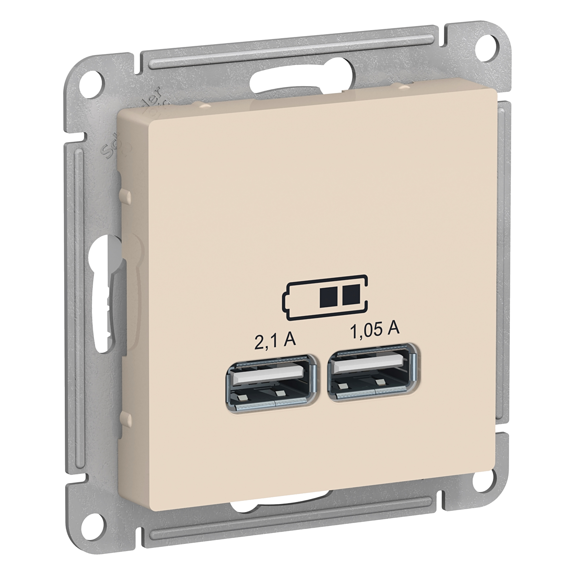 Розетка USB 2гн 1050мА с/у бежевый механизм AtlasDesign Schneider Electric  (1) 